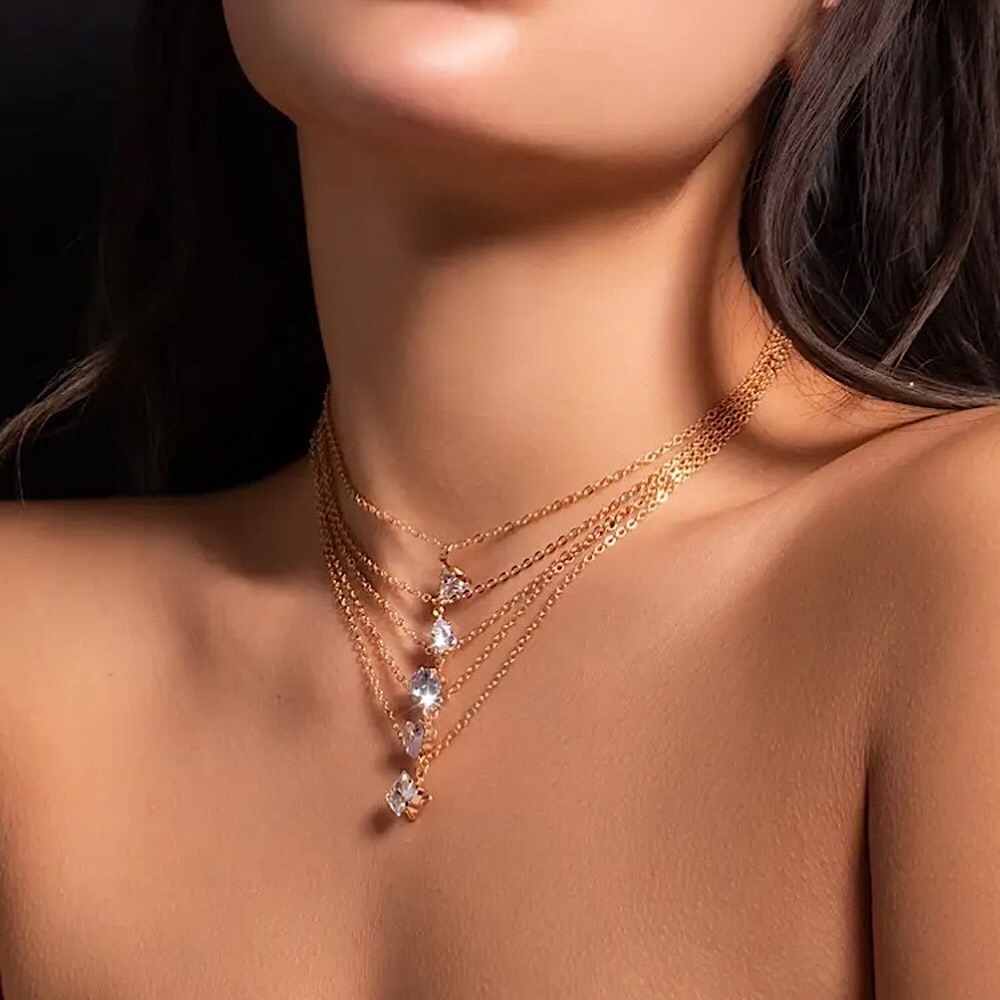 ⚜️𝟯𝟬%𝗢𝗙𝗙 𝗯𝘂𝗻𝗱𝗹𝗲𝘀 𝟯+⚜️ NEW CZ 5 Delicate Necklaces Set - Picture 8 of 13
